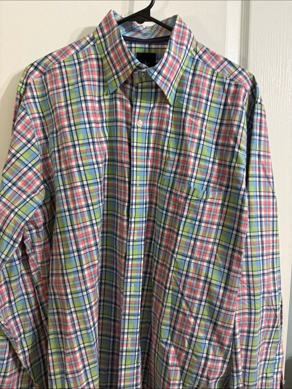 Tailorbyrd Multicolor Plaid Button-Down Shirt – Blue, Pink & Green